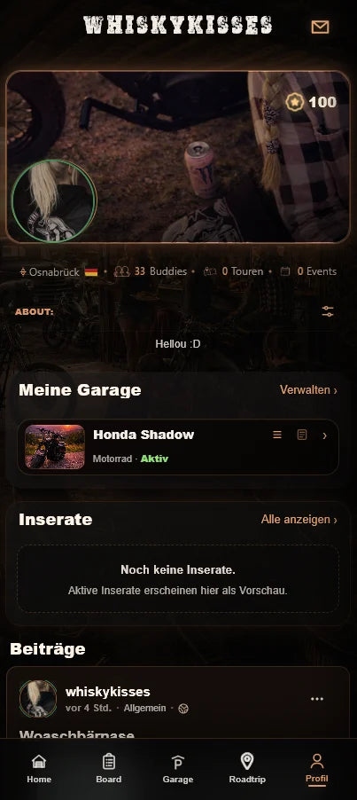 Community-Profil und persönliche Garage