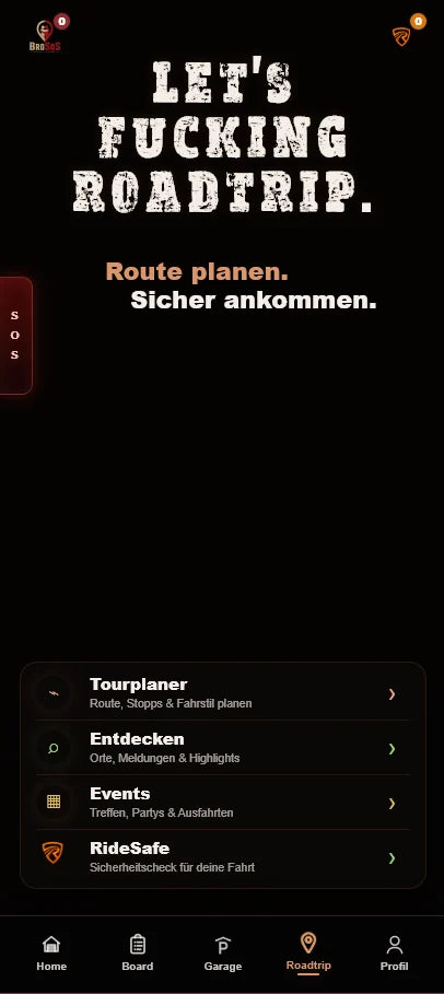 Roadtrip-Bereich der App